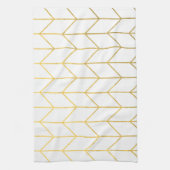 Gold Chevron White Background Modern Chic Theedoek (Verticaal)
