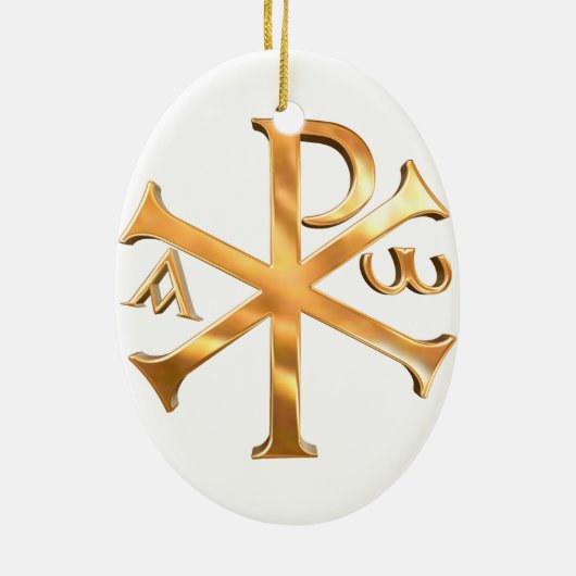 Gold Chi-Rho Keramisch Ornament (Achterkant)
