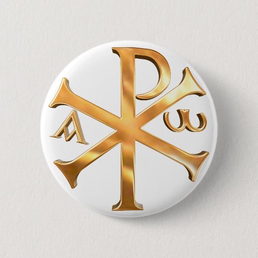 Gold Chi-Rho Ronde Button 5,7 Cm (Voorkant)