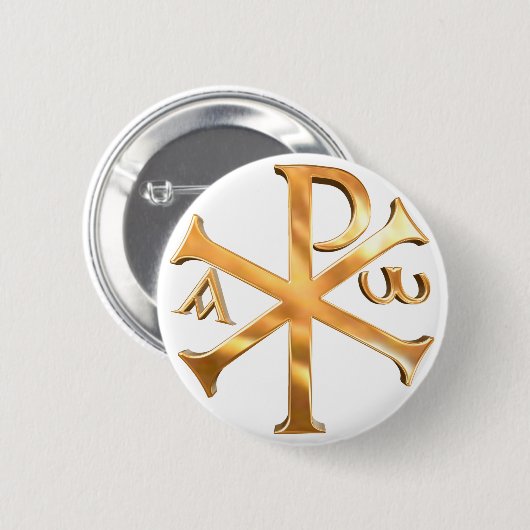 Gold Chi-Rho Ronde Button 5,7 Cm (Voorkant /achterkant)