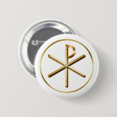 Gold Chi-Rho-symbool Ronde Button 5,7 Cm (Voorkant /achterkant)