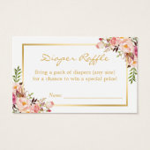 Gold Chic Floral Baby shower Diaper Raffle Ticket Visitekaartje (Voorkant)
