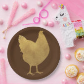 Gold Chicken Silhouette Papieren Bordje (Feest)