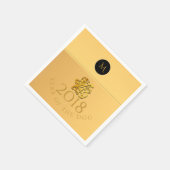Gold Chinese Dog Papercut 2018 Monogram P Napkin Servet (Hoek)