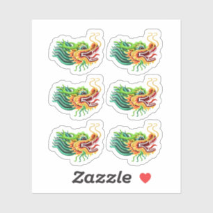 Gold Chinese Dragon Head Sticker