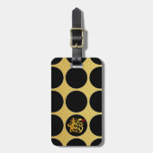 Gold Chinese Papercut Black Stippen G Bagagelabel (Voorkant verticaal)