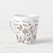  Gold Chinoiserie Floral - Aangepaste naam Latte Mok (Linkerhoek)
