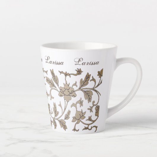  Gold Chinoiserie Floral - Aangepaste naam Latte Mok (Rechts)