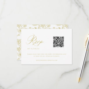 Gold Chinoiserie Wedding QR Code RSVP Kaartje