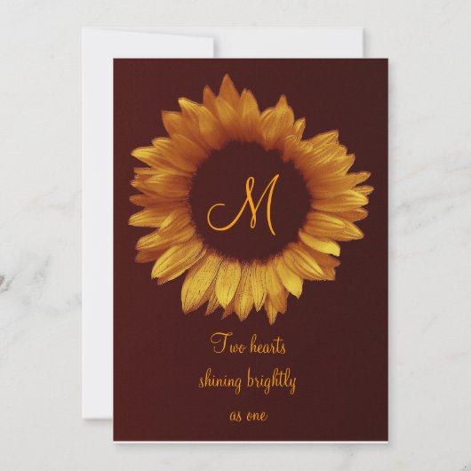 Gold Chocolate Sunflower Weddenschap Premium Metal Kaart (Achterkant)