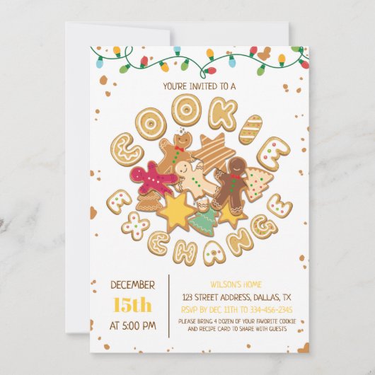 Gold Christams Cookie Exchange Invitation (Devant)