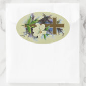 Gold Christelijk Cross Ovale Sticker (Tas)