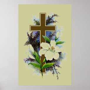 Gold Christelijk Cross Poster
