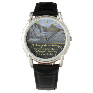 Gold Christelijk Faith kruis met gele waterval Horloge