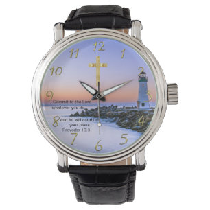 Gold Christelijk Faith kruis met waar ik vandaag h Horloge