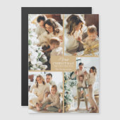 Gold Christmas 4 Photo Collage Cartes magnétiques (Devant / Derrière)