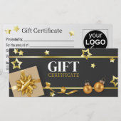 Gold Christmas Ball Classy Stars Ribbon Carte cade (Devant / Derrière)