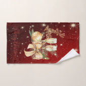 Gold Christmas Ball,Wine Glass,Reindeer (Serviette à main)