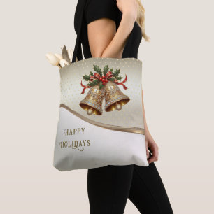 Gold Christmas Bells Holiday Canvas tas