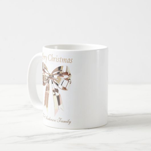 Gold Christmas Bow Mug | Custom Name (Devant gauche)