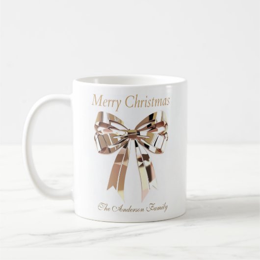 Gold Christmas Bow Mug | Custom Name (Gauche)