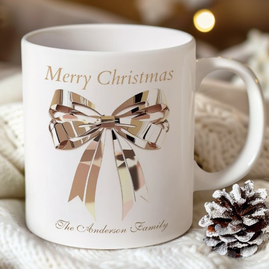 Gold Christmas Bow Mug | Custom Name Koffiemok
