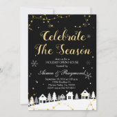 Gold Christmas Holiday Invitation à la maison ouve (Devant)