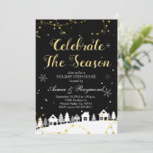 Gold Christmas Holiday Invitation à la maison ouve (Debout devant)