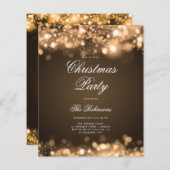 Gold Christmas Lights Invitation Programme et menu (Devant / Derrière)