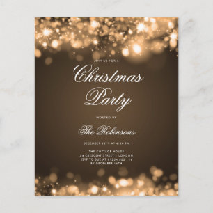 Gold Christmas Lights Invitation Programme et menu