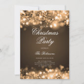 Gold Christmas Lights Invitation Programme et menu (Devant)
