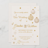 Gold Christmas Ornament  wedding Invitation (Devant / Derrière)
