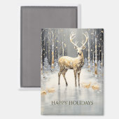 Gold Christmas Reindeer Holiday Magnet (Recto/Verso)