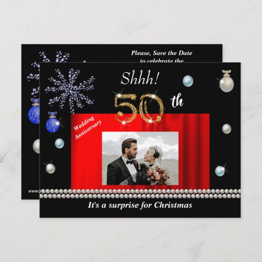 Gold Christmas Surprise 50ste bruiloft Jubileum Kaart (Voorkant / Achterkant)