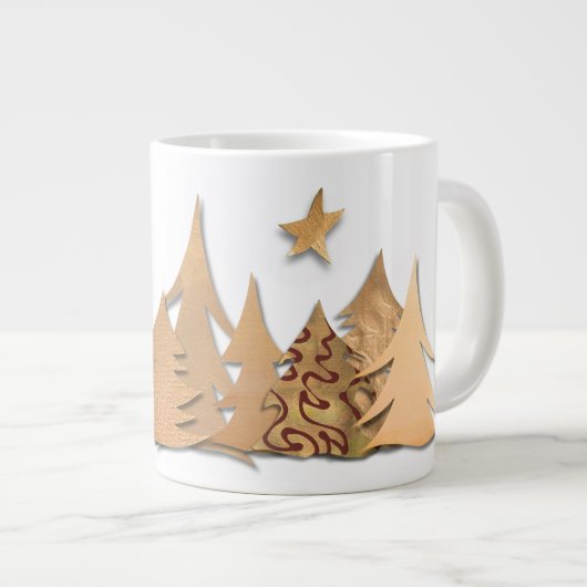 Gold Christmas Tree Forest Specialty Mug Extra Grote Beker (Voorkant rechts)
