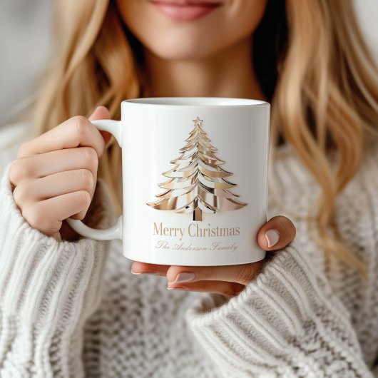 Gold Christmas Tree Mug | Custom Name