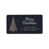 Gold Christmas Tree Return Address Label (Voorkant)