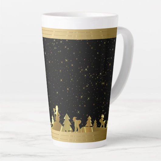 Gold Christmas Village Latte Mok (Rechterhoek)