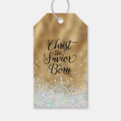 Gold Christus de Savior Christelijke Kerstmis Cadeaulabel (Voorkant)