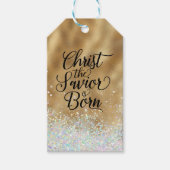 Gold Christus de Savior Christelijke Kerstmis Cadeaulabel (Voorkant)