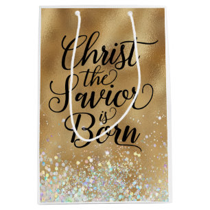 Gold Christus de Savior Christelijke Kerstmis Medium Cadeauzakje