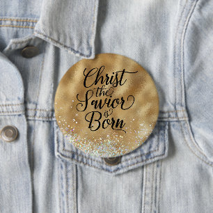 Gold Christus de Savior Christelijke Kerstmis Ronde Button 4,0 Cm