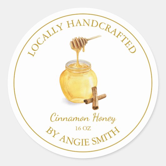 Gold Cinnamon Infused Honey Label | Wit (Voorkant)