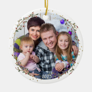 Gold Circle Familiefoto Kerst Keramisch Ornament