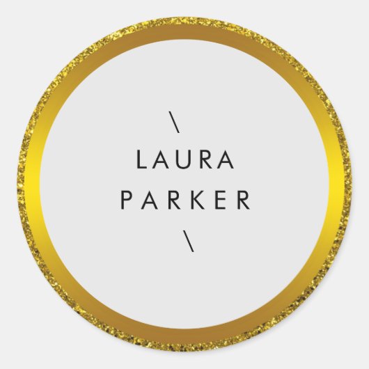 Gold Circle Glitter Ringen Rand Minimalistisch Ronde Sticker (Voorkant)