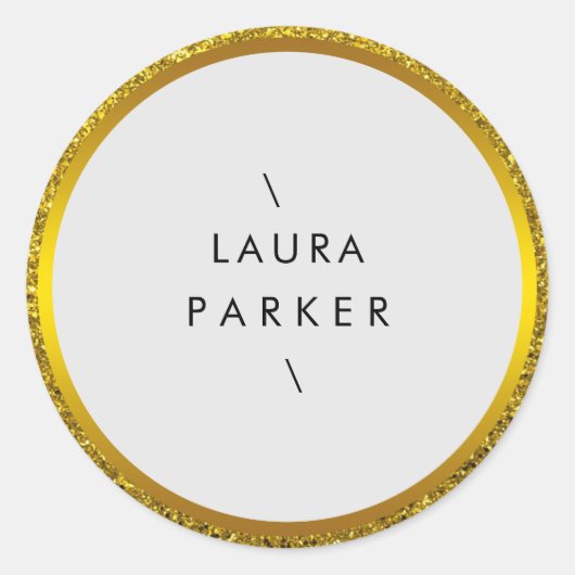 Gold Circle Glitter Ringen Rand Minimalistisch Ronde Sticker (Voorkant)