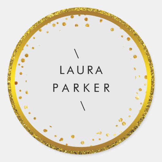 Gold Circle Glitter Ringen Rand Minimalistisch Ronde Sticker (Voorkant)