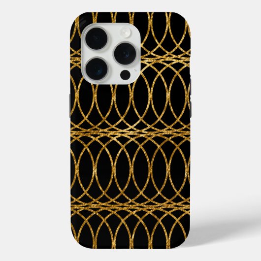 Gold Circle Trellis4 op zwart Case-Mate iPhone Case (Achterkant)