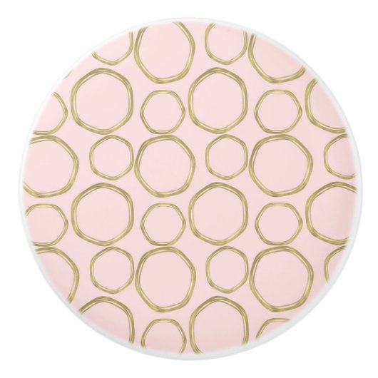 Gold Circles & Blushing Pink Modern Trendy Mod Keramische Knop (Voorkant)