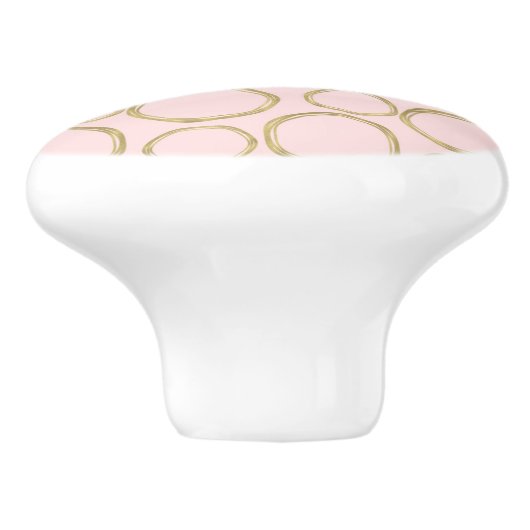 Gold Circles & Blushing Pink Modern Trendy Mod Keramische Knop (Zijkant)